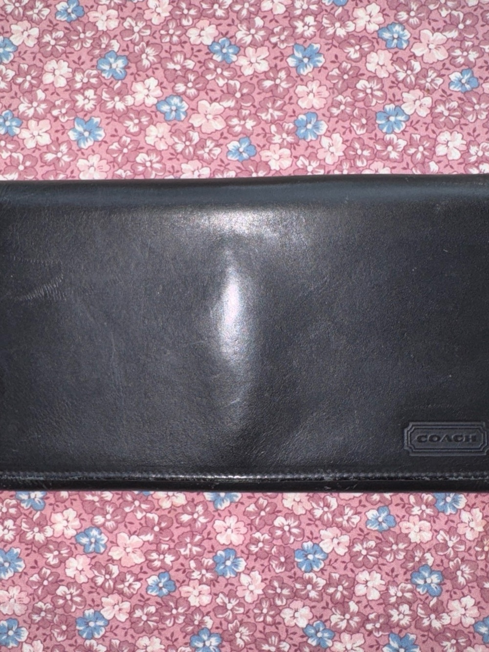 Vintage COACH Black Leather Long Wallet with Subtle Logo